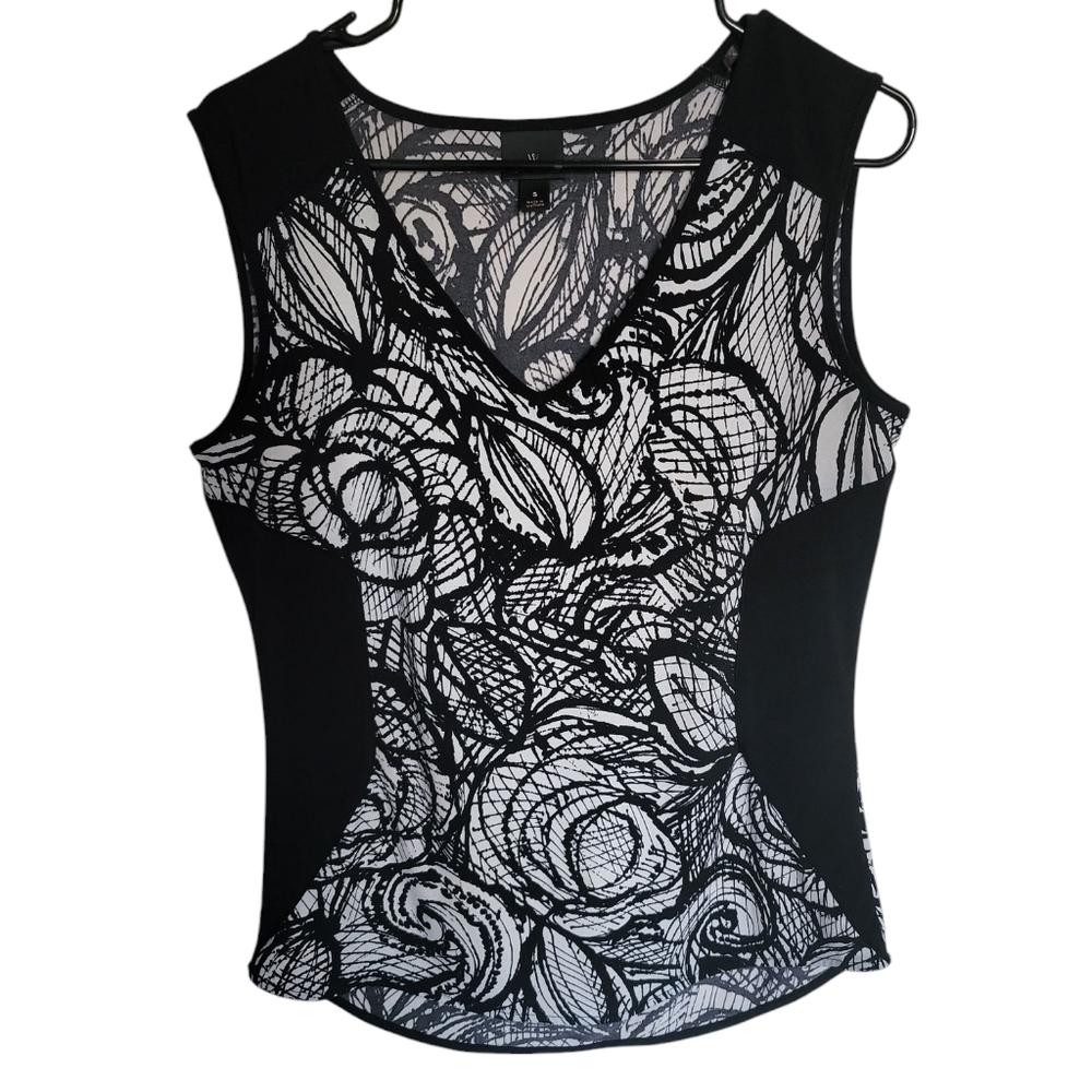 Black and White Sleeveless Top